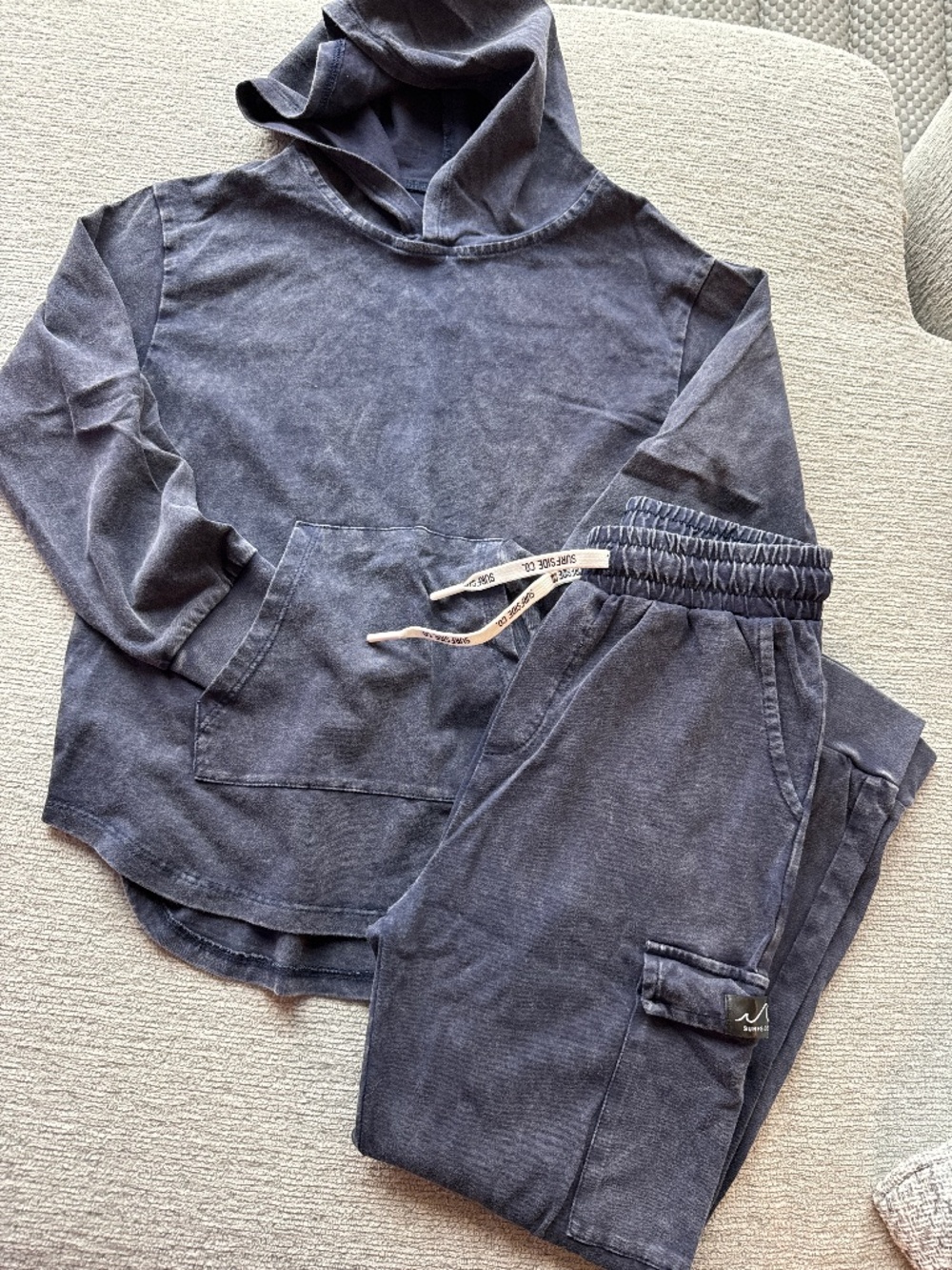 Surfside co navy blue acid wash set